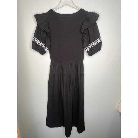 Cleobella Black Puff Sleeve Selma Midi Dress Size Small - Picture 5 of 8